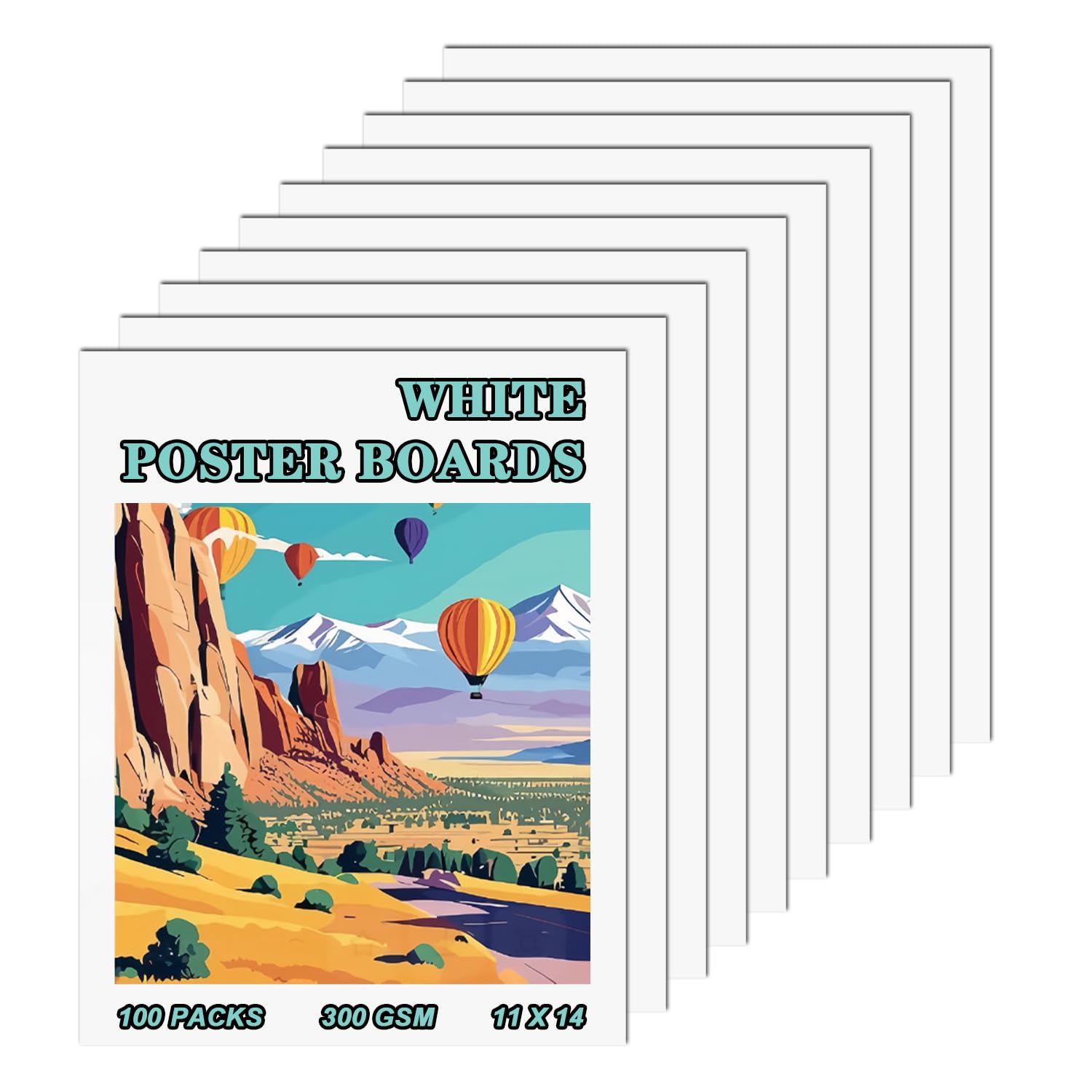 100 Pack White Poster Boards 11" x 14" White Poster Paper Bulk, 300gsm/110lb Heavyweight Blank Poster Board for Art Display Board,Craft Projects Presentations, Drawing Scrapbooking, School