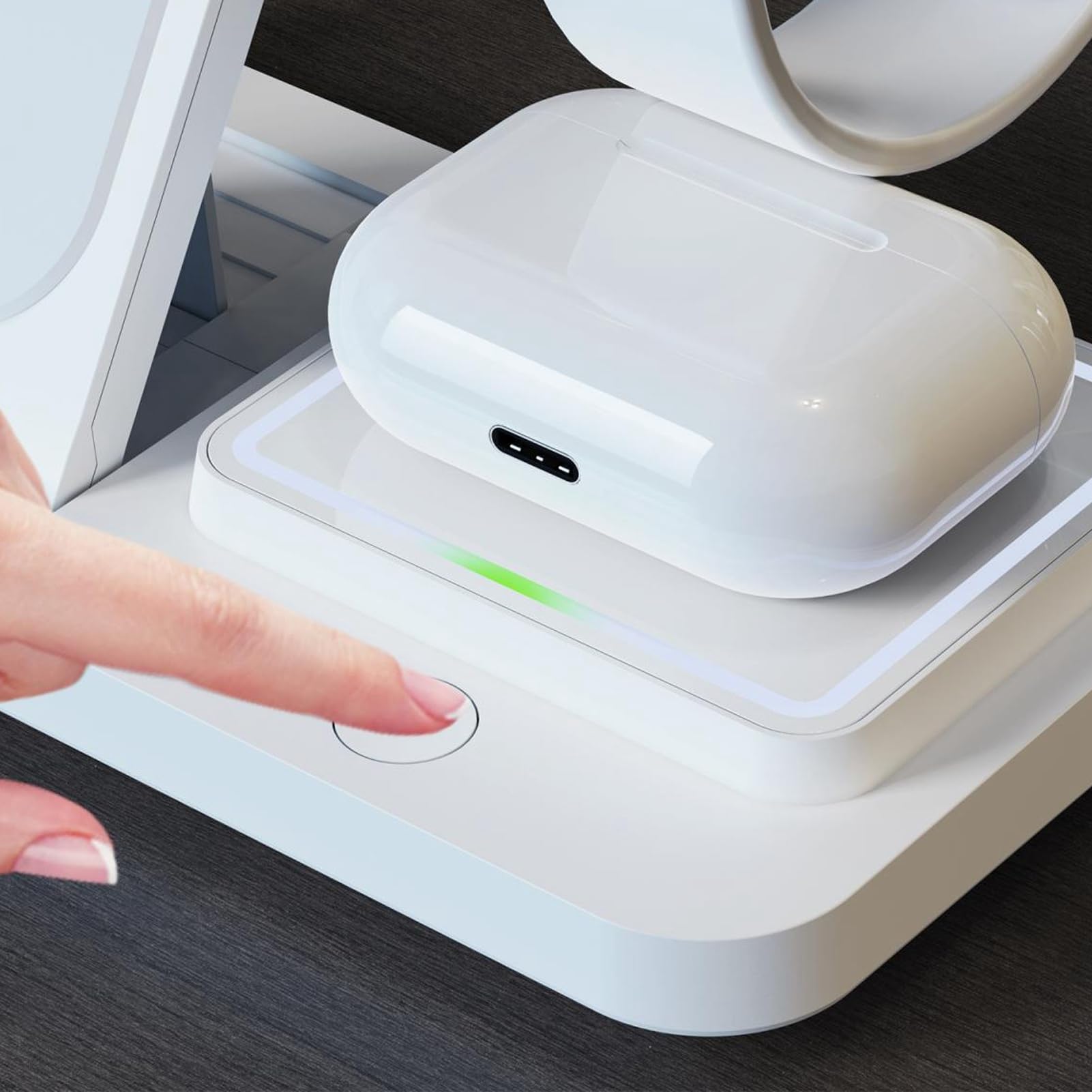 aqxreight Stazione di Ricarica Wireless 4 in 1 Supporto per Telefono Caricabatterie Wireless Pieghevole con Interfaccia USB per Auricolari per Orologi Auricolari Neri per Orologi Stazione USB (#2)