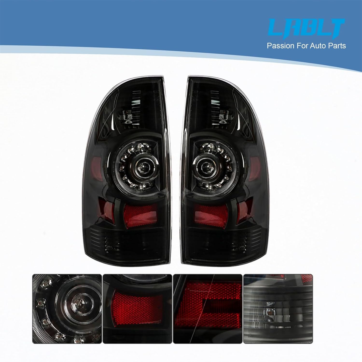 LABLT A Pair of Smoked Taillights 8156004160 8155004160 Replacement for 2005-2015 Tacoma Tail Lights (Left&Right)