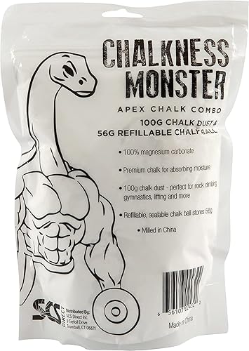 Miniatura 2 de Bolsa de tiza para gimnasio, paquete de 4 bolsas resellables (14 onzas en total), fácil agarre, absorbe la humedad, gimnasia, escalada en roca,