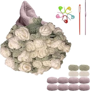 Crochet Flower Rose Bouquet Blanket Handmade, Romantic Knitted Rose Bed Blanket, Mothers Day Birthday Gift Home DecorationFinished Product White