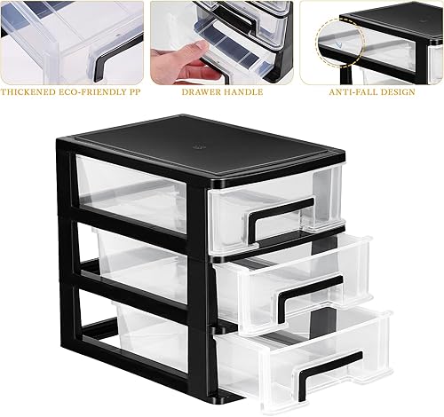 Miniatura 8 de Homoyoyo 3 cajones de plástico de oficina pequeño Rv baño almacenamiento para espacios pequeños Cajones de plástico Organizador