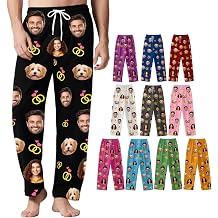 ALBK Personalised Pyjamas Pants with 1 to 3 Photos - Personalised Pyjamas for Men Women, Personalised Gifts for Christmas Birthday Anniversary, Pet Face PJ Pants