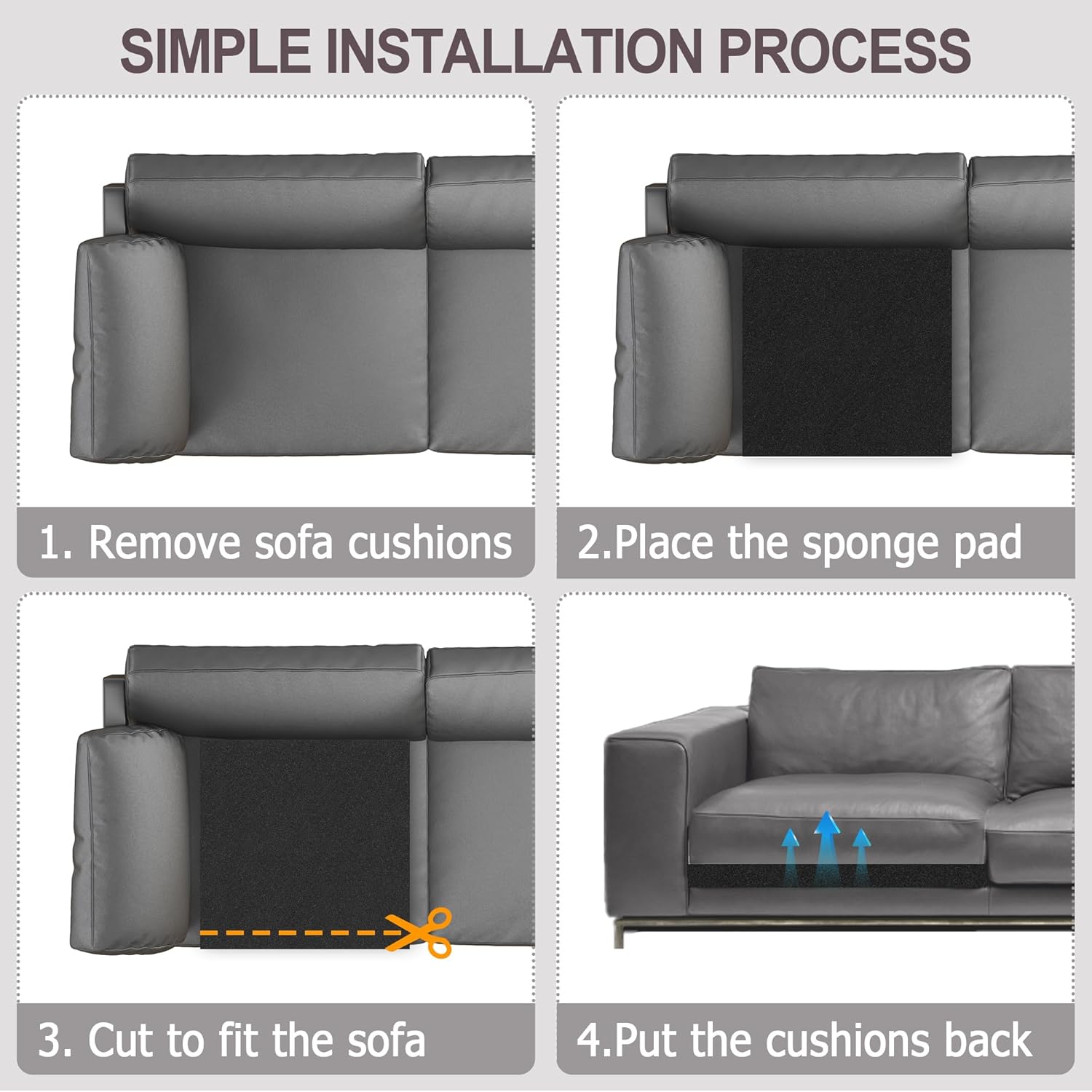 40D Couch Cushion Support for Sagging Seat High Density Couch Supports for Sagging Cushions Rectangles Sofa Cushion Support High Rebound Couch Supporter for Under The Cushions 3PCS