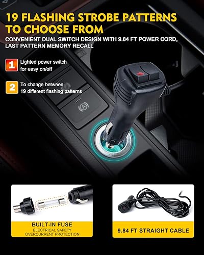 Miniatura 6 de LUMENIX Mini luz LED azul para techo con base magnética, advertencia estroboscópica de seguridad intermitente, luces de policía de seguridad para