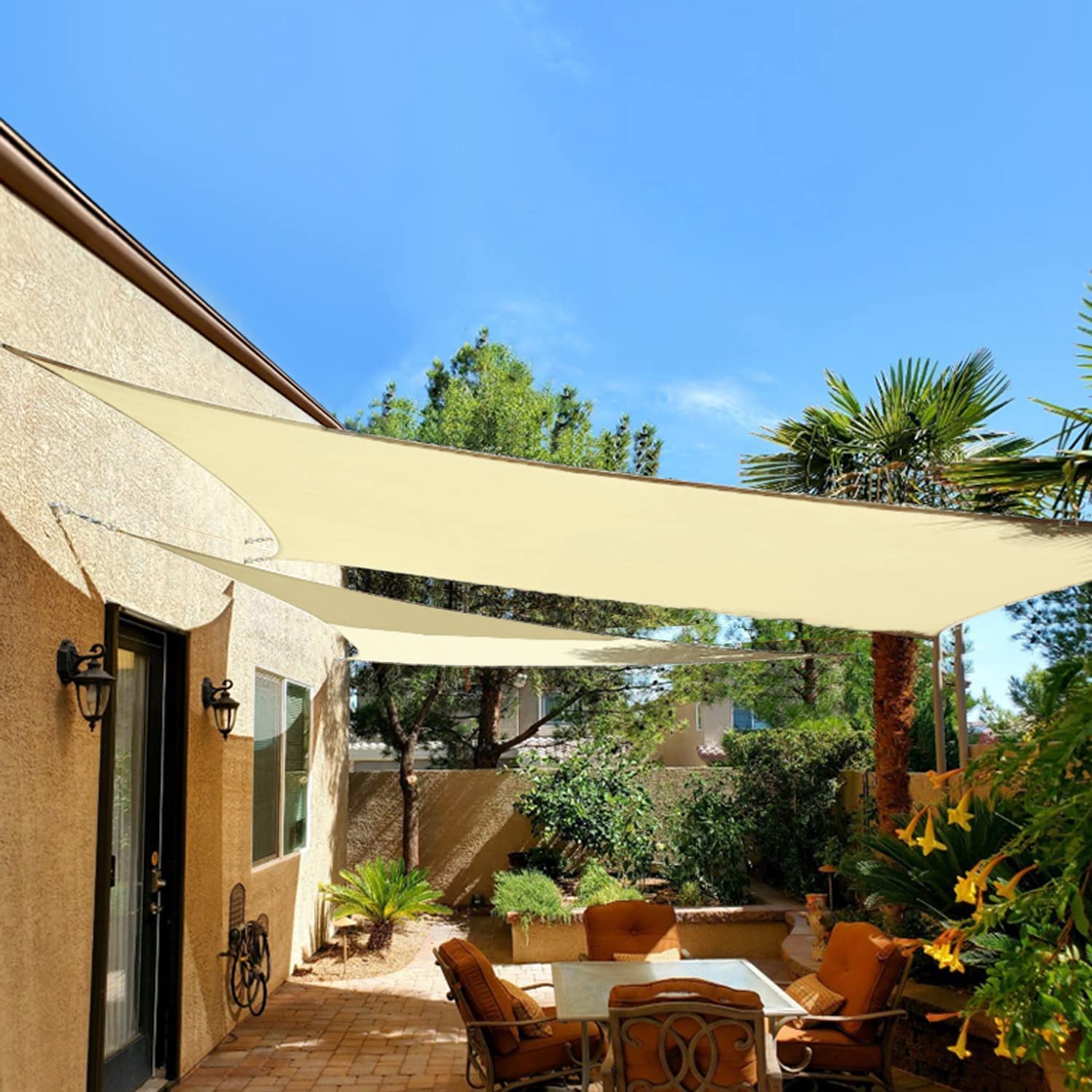 Sonnensegel mit Befestigungsseile, Wasserdicht Sonnenschutz und 95% UV-Schutz für Garten und Terrasse