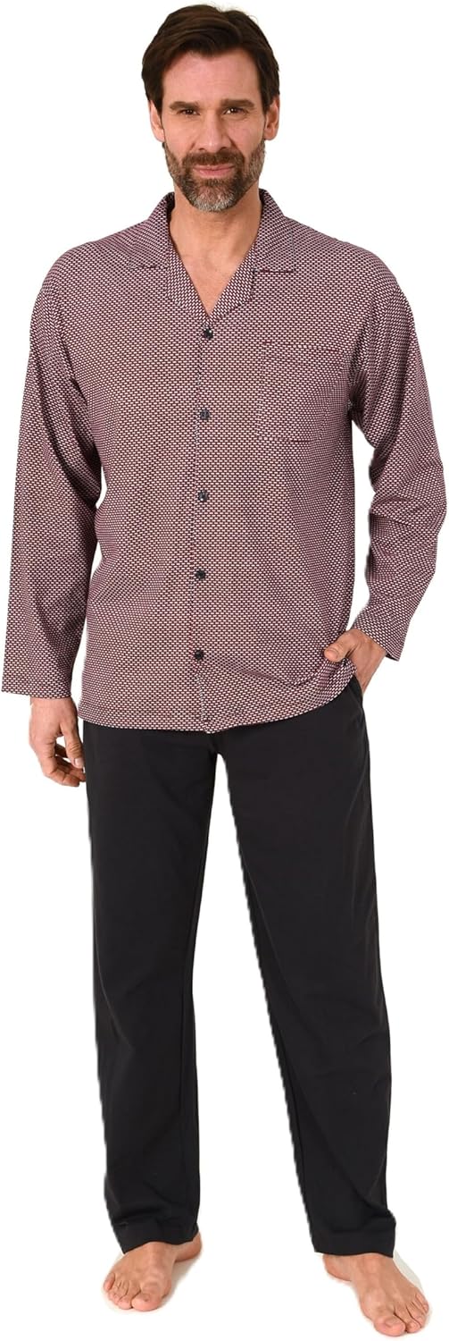 Normann heren pyjama lange mouw pj set nachtkleding geweven tot