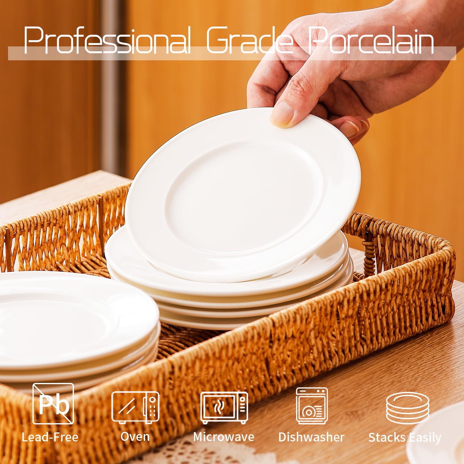Amazon.com | OMAYKEY 6 Inch Ceramic Small Salad Plates Set of 18