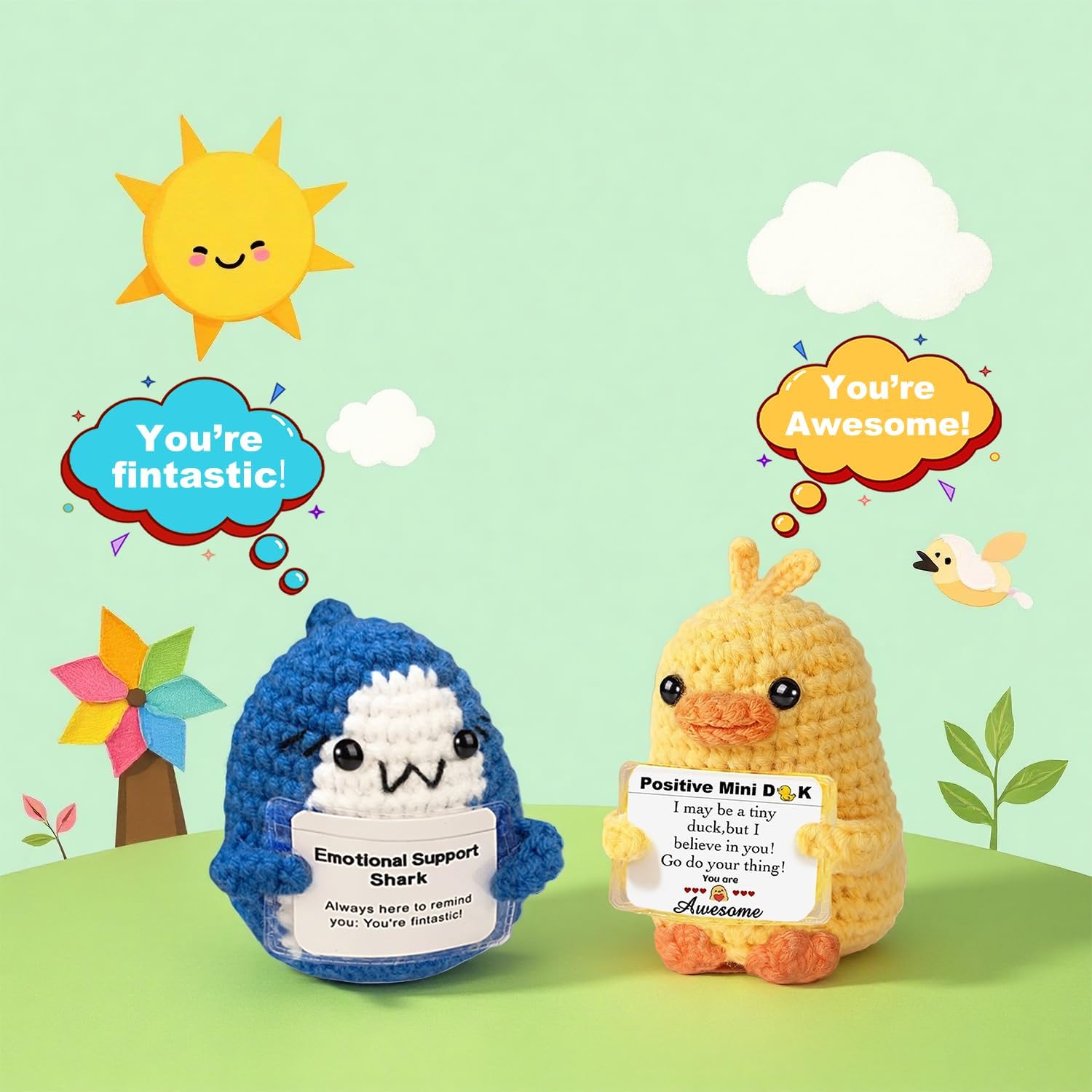 Crochet Positive Animals, Crocheted Stuffed Animal, Emotional Support Crochet Animals Alreadymade Mini, Emotional Support Shark, Duck, Graduation Gift, Employee Appreciation Gifts Bulk - Image 5