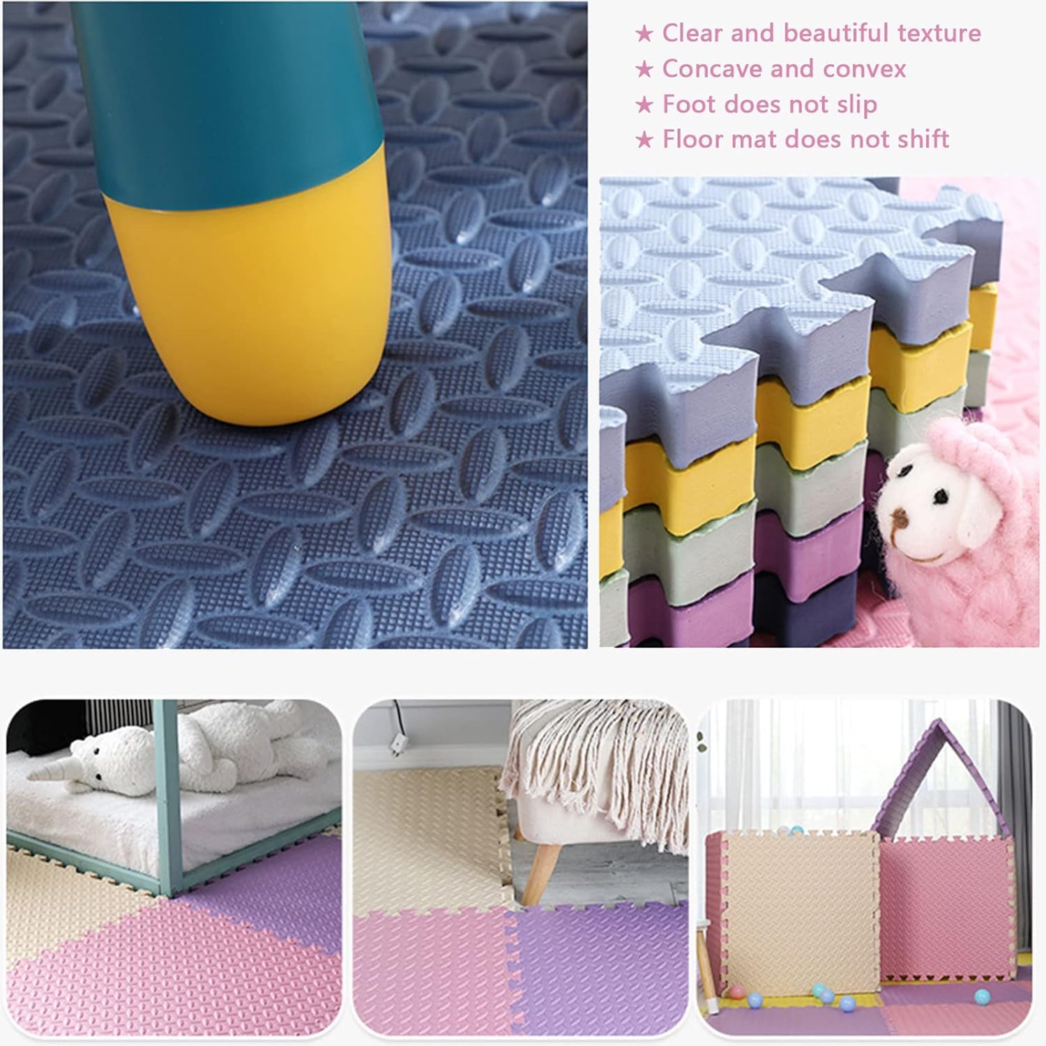12PCS Maty z pianki blokujące z granicą, matą podłogową, matami podłogowymi, płytkami dywanowymi, dywanikami z miękkiego zagęszczenia, mata do zabawy na rzecz gimnastyczną, CP 3,1 "grubość