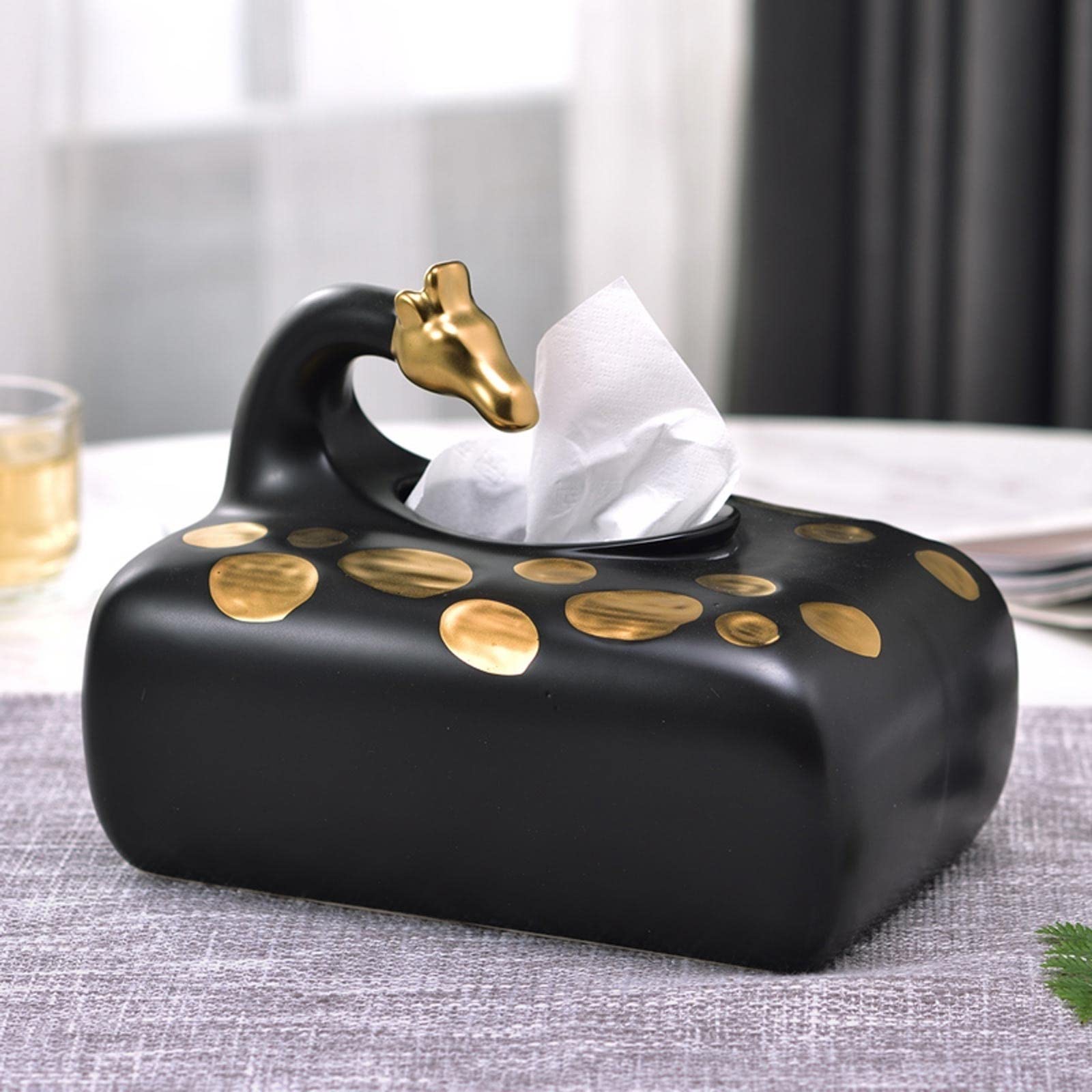 Portafazzoletti Multifunzionale Porta fazzoletti in ceramica Home Living Room Office Desktop Decoration Scatola portaoggetti for fazzoletti Statua di cervo Coperchio for scatola di fazzoletti creativi