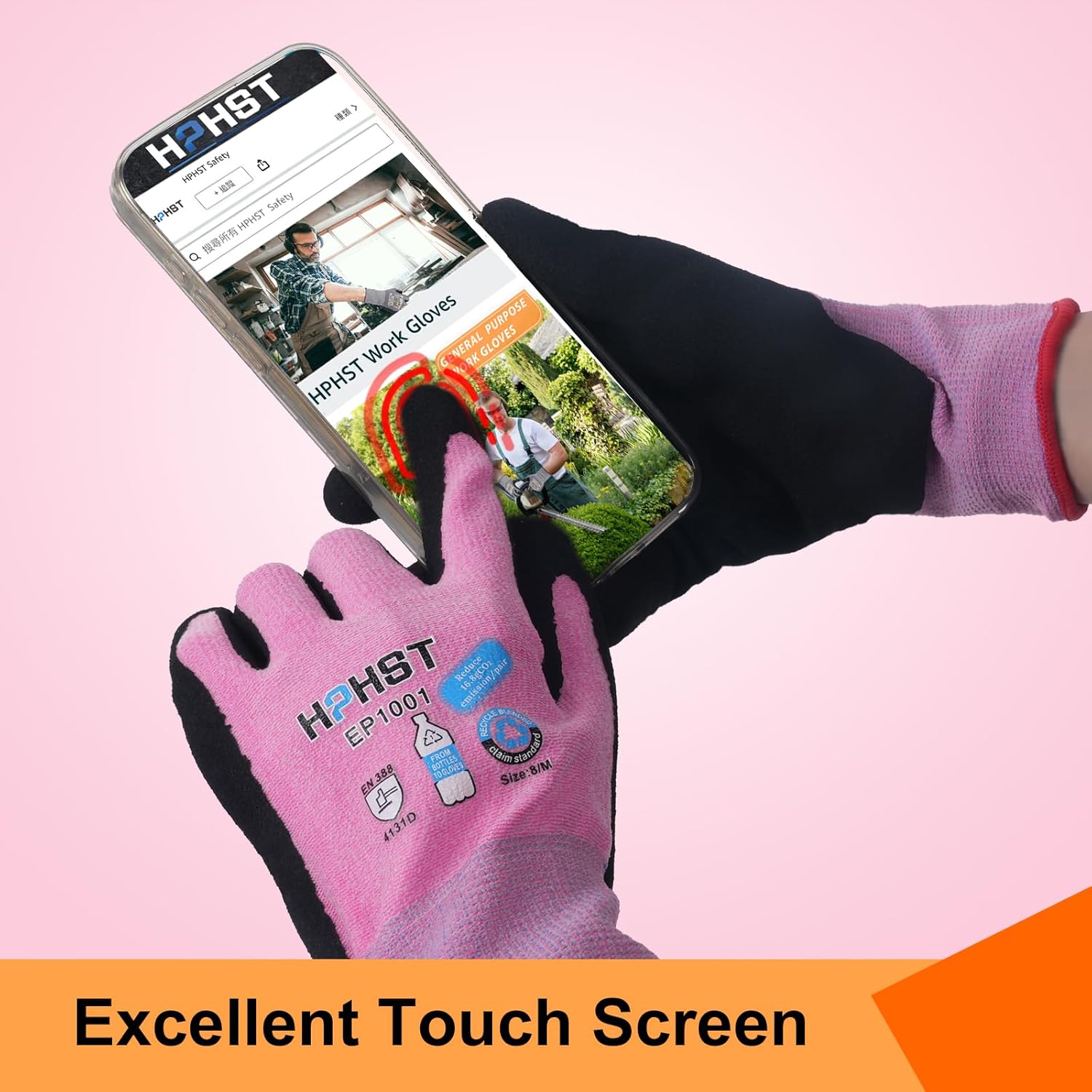 Work Gloves for Women, Eco Friendly Safety Work Gloves with Breathable Rubber Coated, Smart Touch,3 Pairs - Image 3