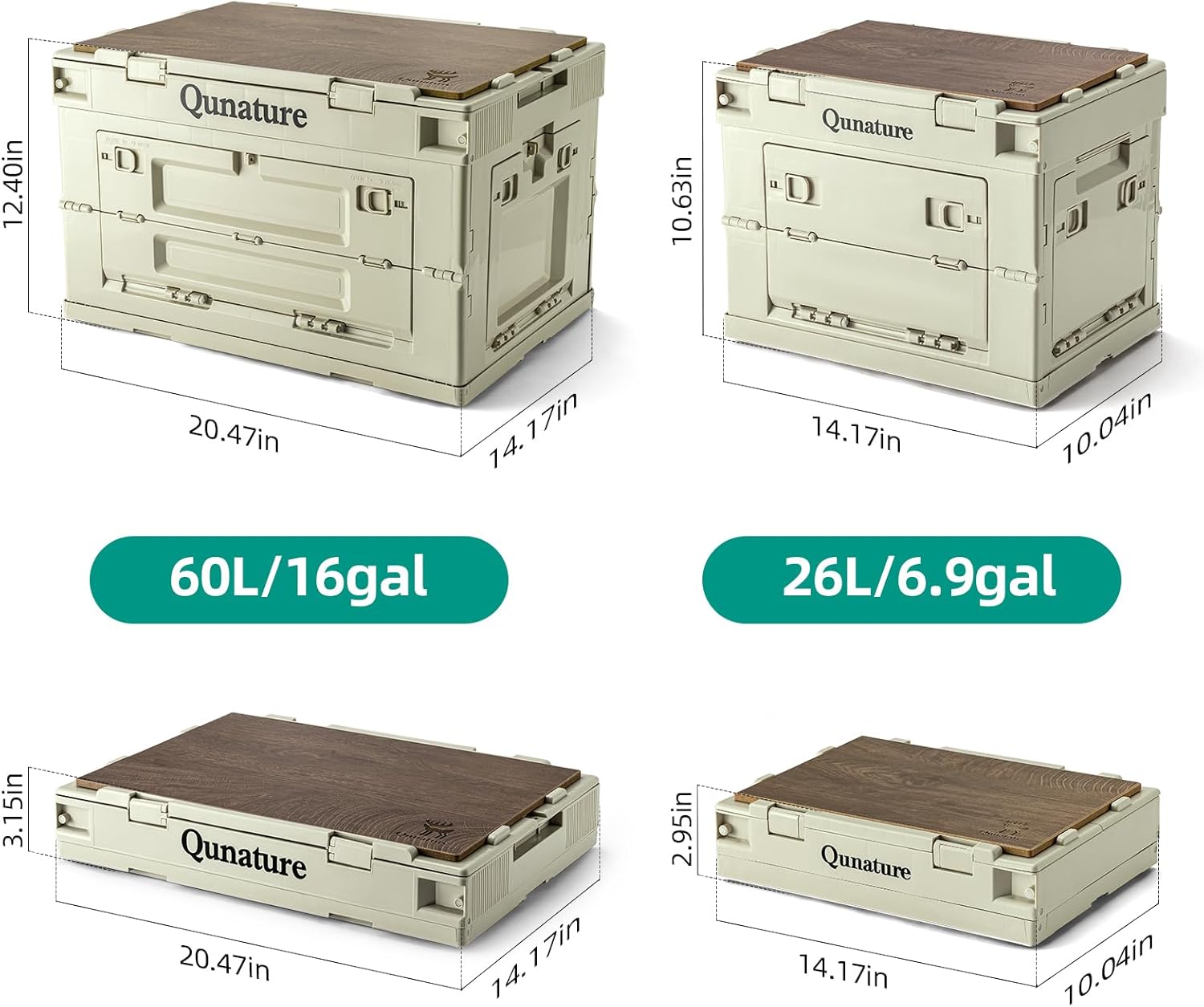 Collapsible Storage Bins with Lockable Doors & Removable Cutting Board, 60L Foldable Stackable Heavy-Duty Box for Camping, Picnic, Closet, Garage, and Moving Organization