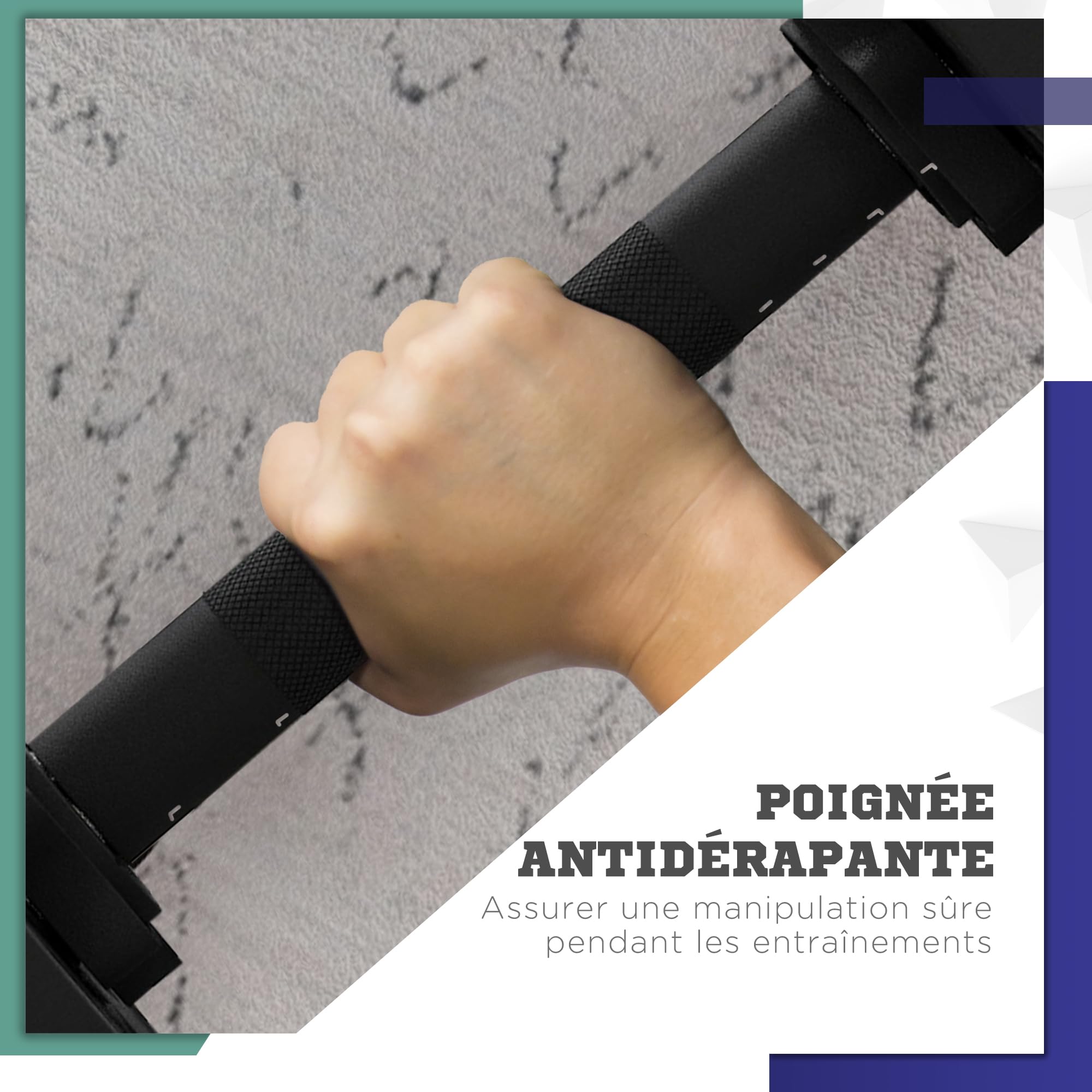 SPORTNOW Haltères 2 en 1 réglables, haltères libres avec poignées antidérapantes, 15KG - Barres incluses - entraînement Musculaire & haltérophilie