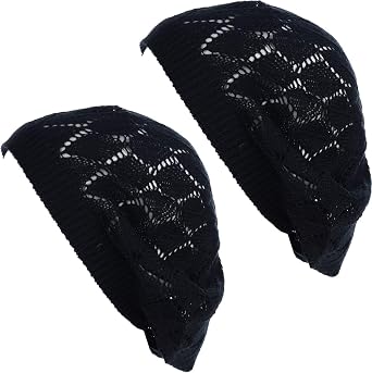 an Womens Lightweight Cut Out Knit Beanie Beret Cap Crochet Hat - Many Styles
