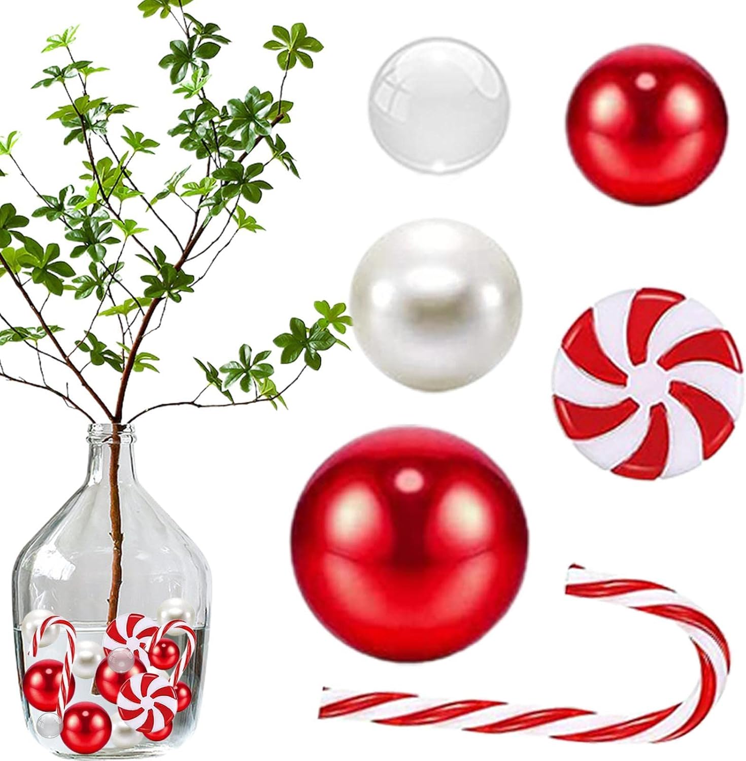SUANQ Christmas Vase Filler Set, Floating Candy Pearls Vase