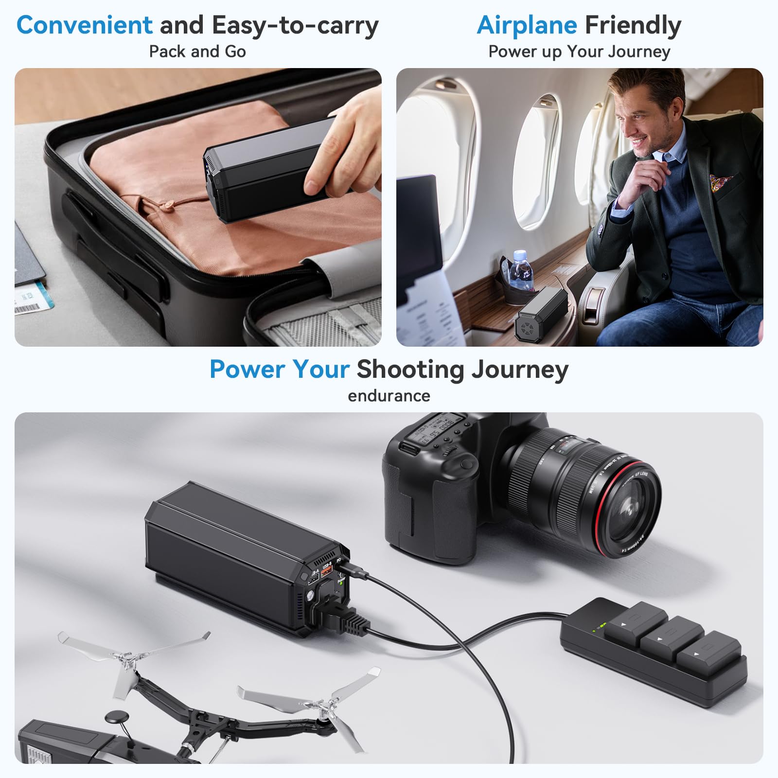 Power Bank Batteria Esterna 27000mAh Power Station 98Wh Accumulatore Esterno con Presa AC da 100W Caricatore Portatile con USB Universale Caricatore da Viaggio per Laptop MacBook Pro Notebook GoPro