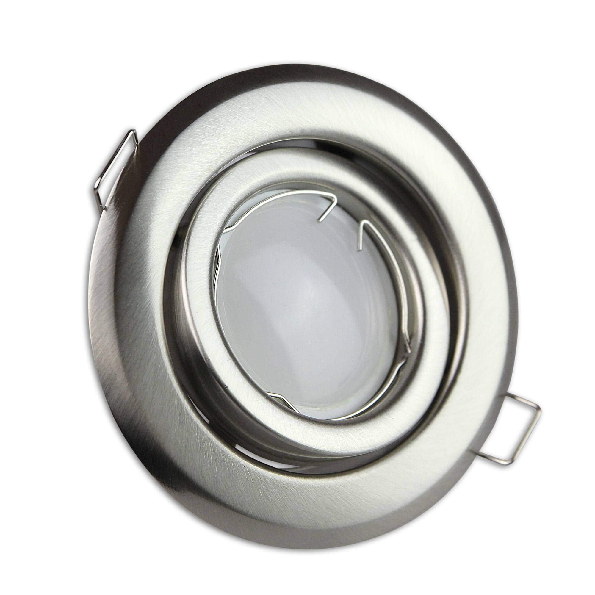 6x LED Einbaustrahler Set silber rund 7 Watt warmweiß GU10 230V - Einbauleuchte schwenkbar 80-85mm Bohrloch - Deckeneinbaustrahler Deckenspot Deckeneinbauleuchte Einbauleuchte Einbau-Spot