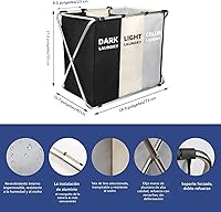 Vista 2 de Cesta de lavandería grande de 180 L, cesta de lavandería independiente, cesta de ropa alta plegable con asas para ropa sucia en el dormitorio