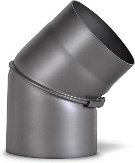 FIREFIX RD150/B45 Ofenrohrbogen I Ofenrohr 150mm aus Stahl für Kaminofen I Beschichtetes Kaminrohr, von 0-45 Grad verstellbar I Ohne Reinigungstür
