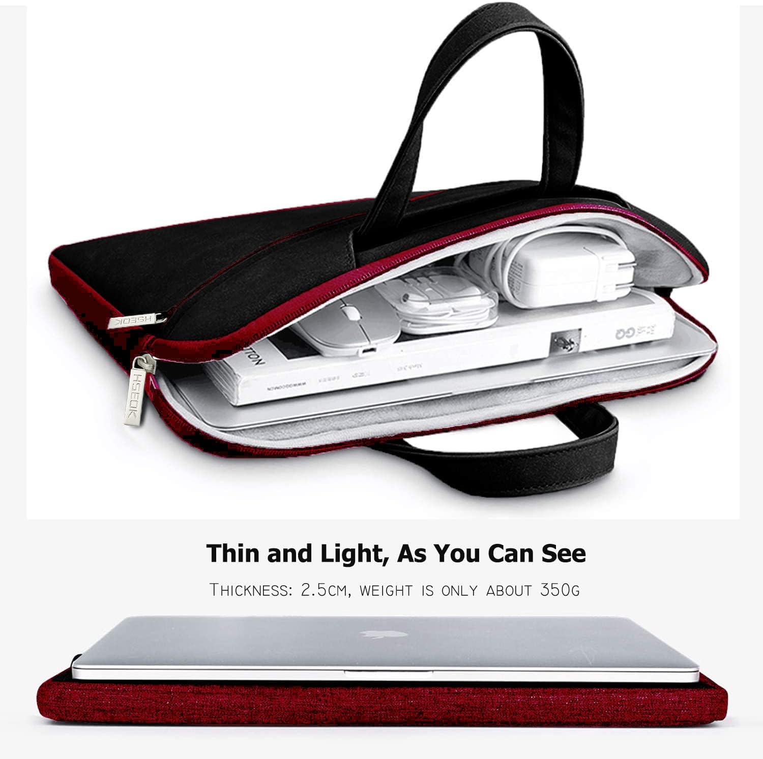 Hseok 17.3 Inch Laptop Shoulder Bag for Most 17.3" Dell Asus HP Lenovo Notebooks,Black & Red - Image 4