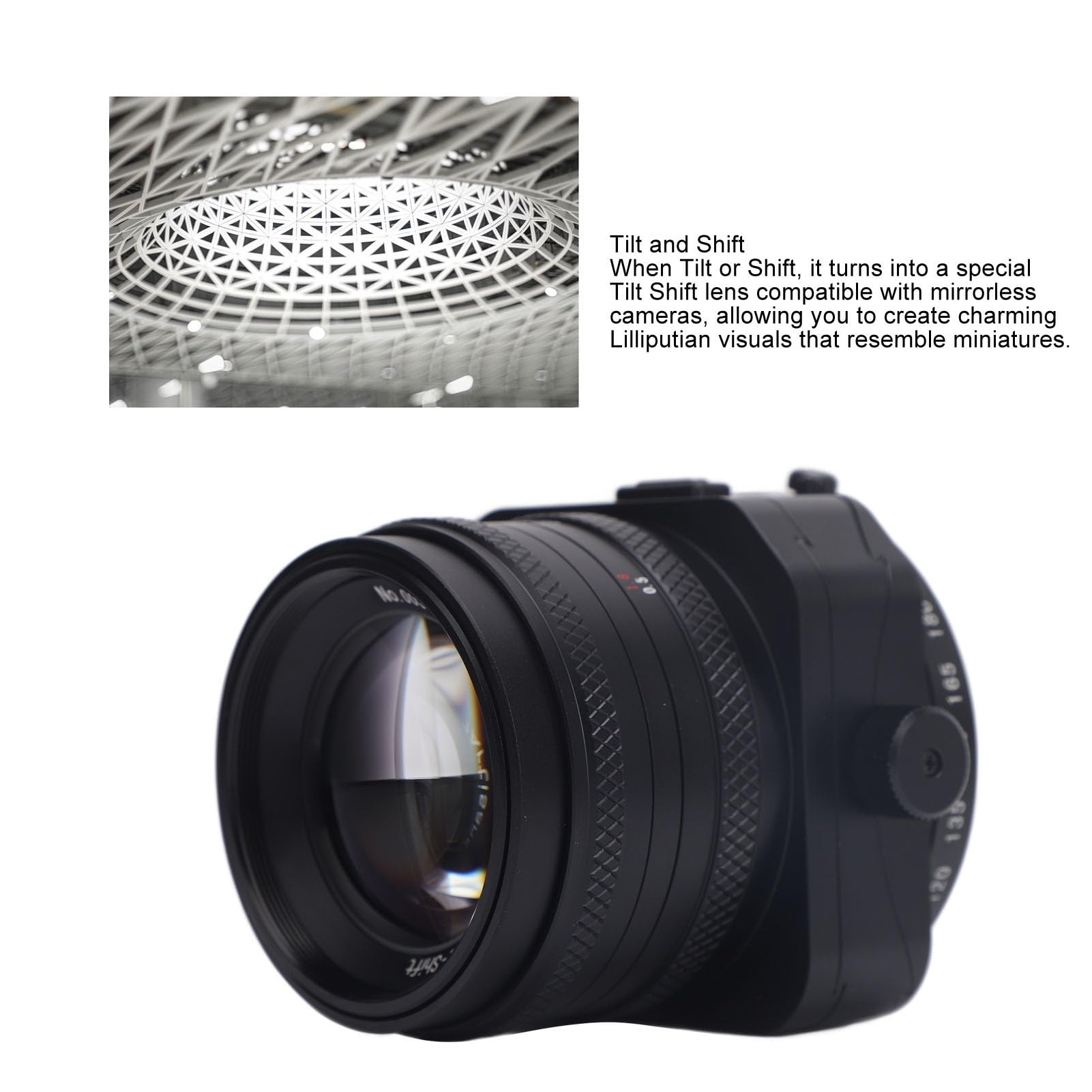 Obiettivo Tilt Shift per Fotocamera, 50 Mm F1.4 APS C Frame Messa a Fuoco Manuale Obiettivo Tilt Shift Ad Ampia Apertura, Compatibile con M4 3 Porte per Fotocamera PL1 E PL2