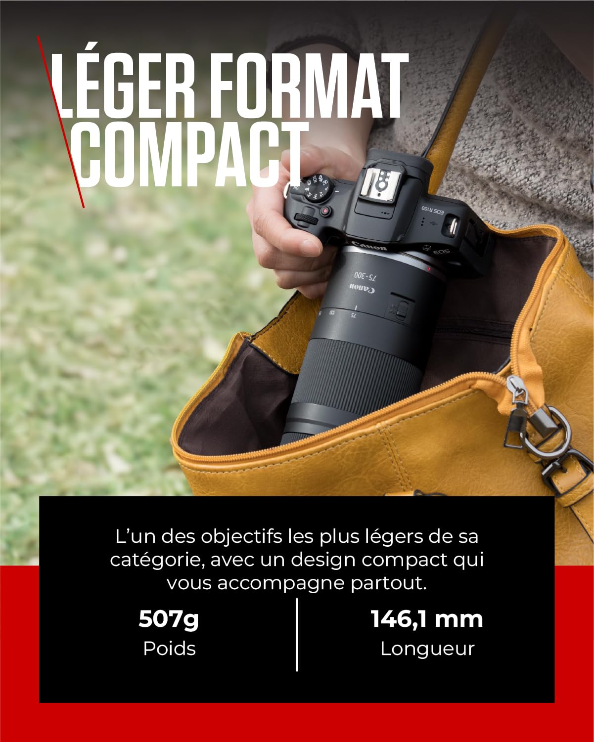 Objectif Canon RF 75-300mm F4-5.6 Téléobjectif Zoom pour Photographie Animalière Sportive Moteur AF Traitement Super Spectra Compatible EOS R