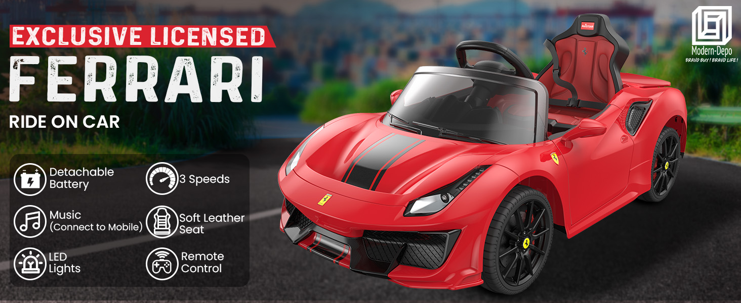 Amazon.com: Licensed Ferrari 488 Pista Spider Ride On Car with