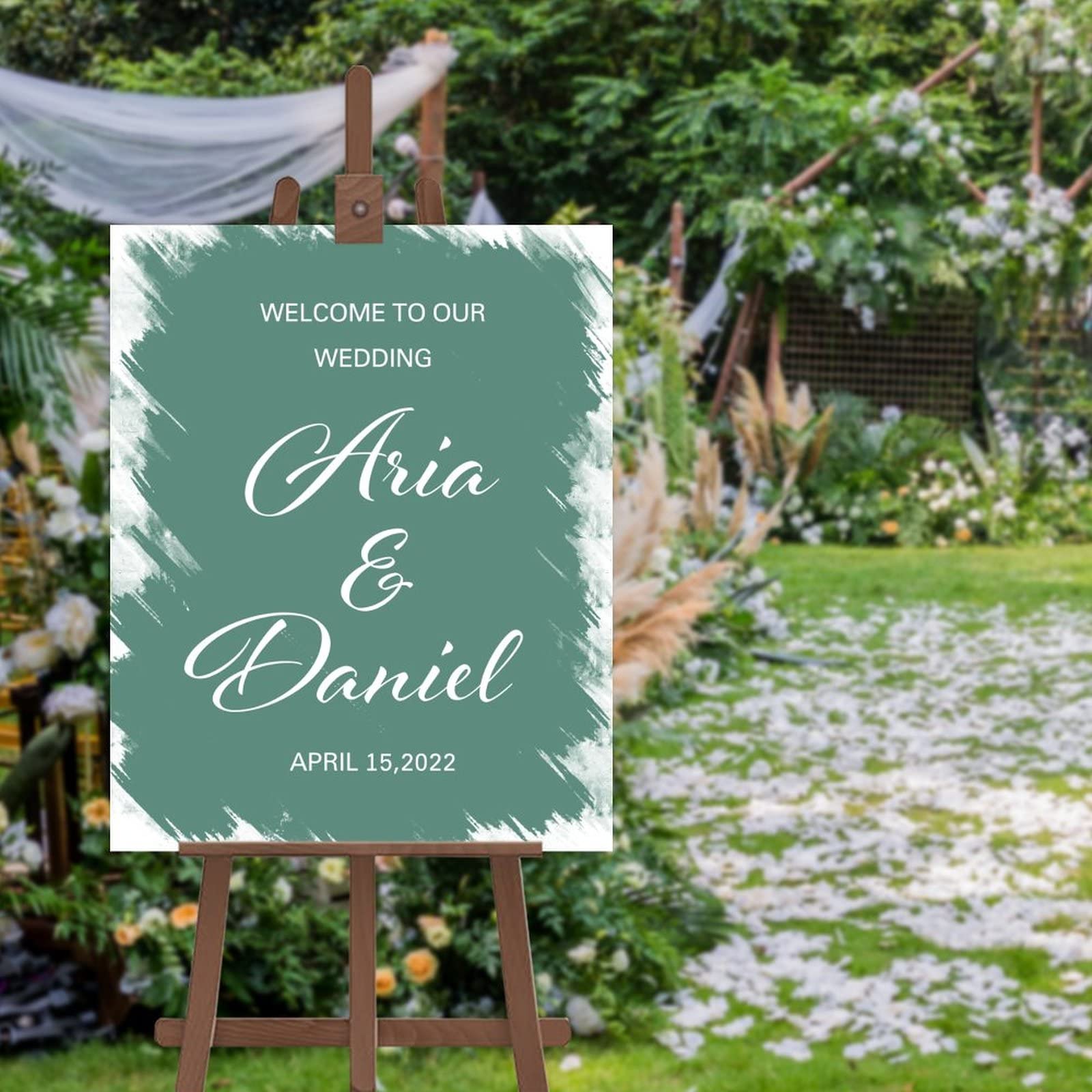 Panneau bienvenue mariage calligraphie personnalisé 30,5x45,7 cm