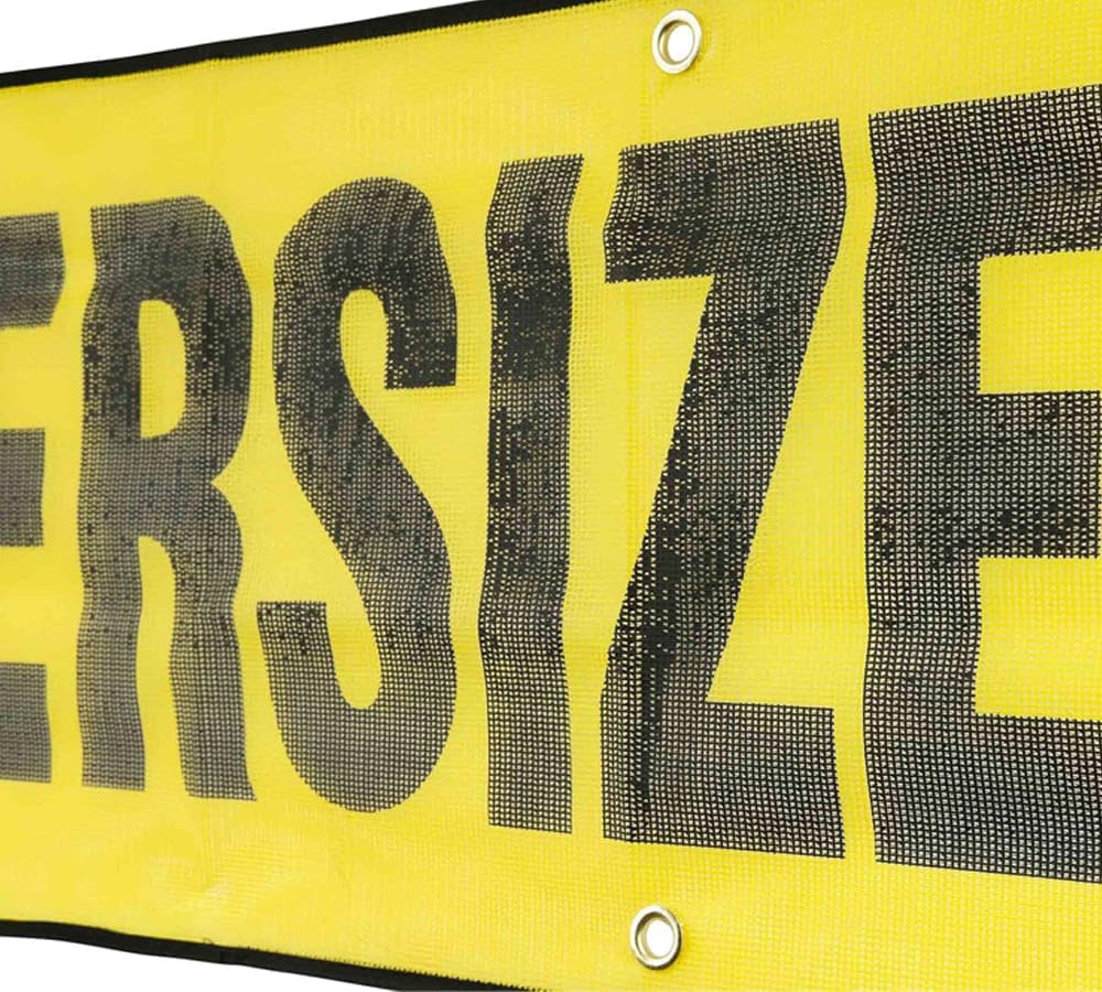 Mytee Products (4 Pack) 18"x84" Oversize Load Sign w/Grommets & Rope - Mesh Wide Oversized Load Banner for Trucks, Vehicles, Trailer - Semi Truck Accessories