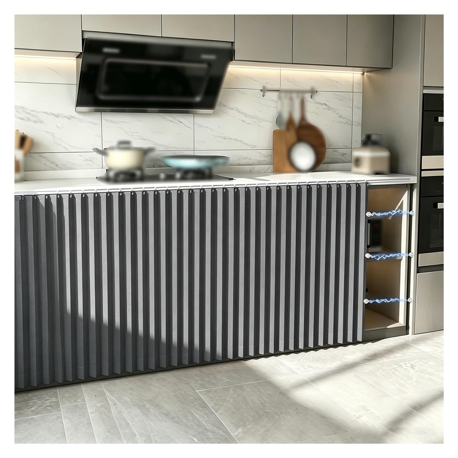 Cortinas para armarios plegables antipolvo gris con rieles de 120x160cm para hogar