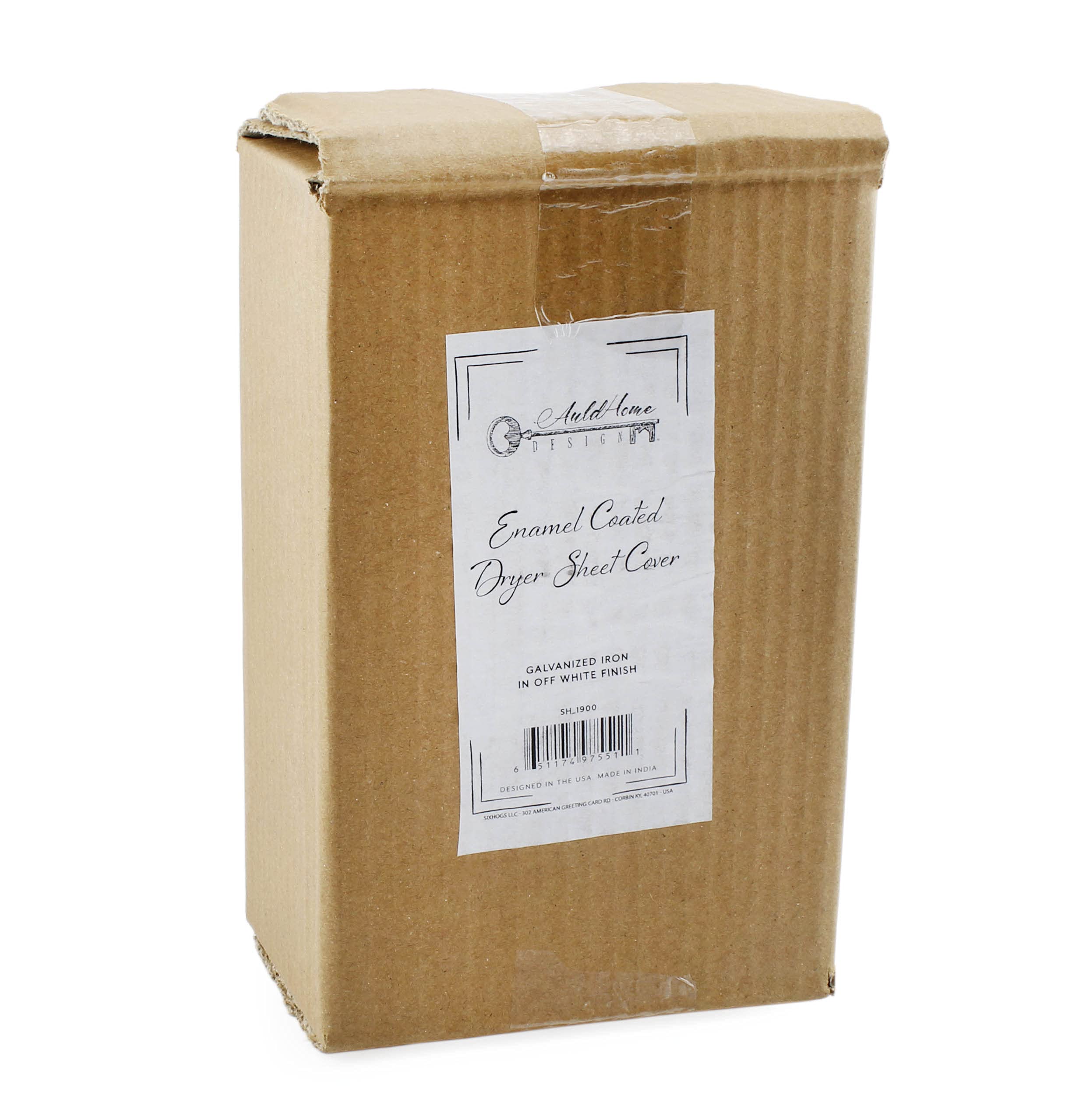 AuldHome Dryer Sheet Dispenser; Countertop Rustic White Fabric Softener