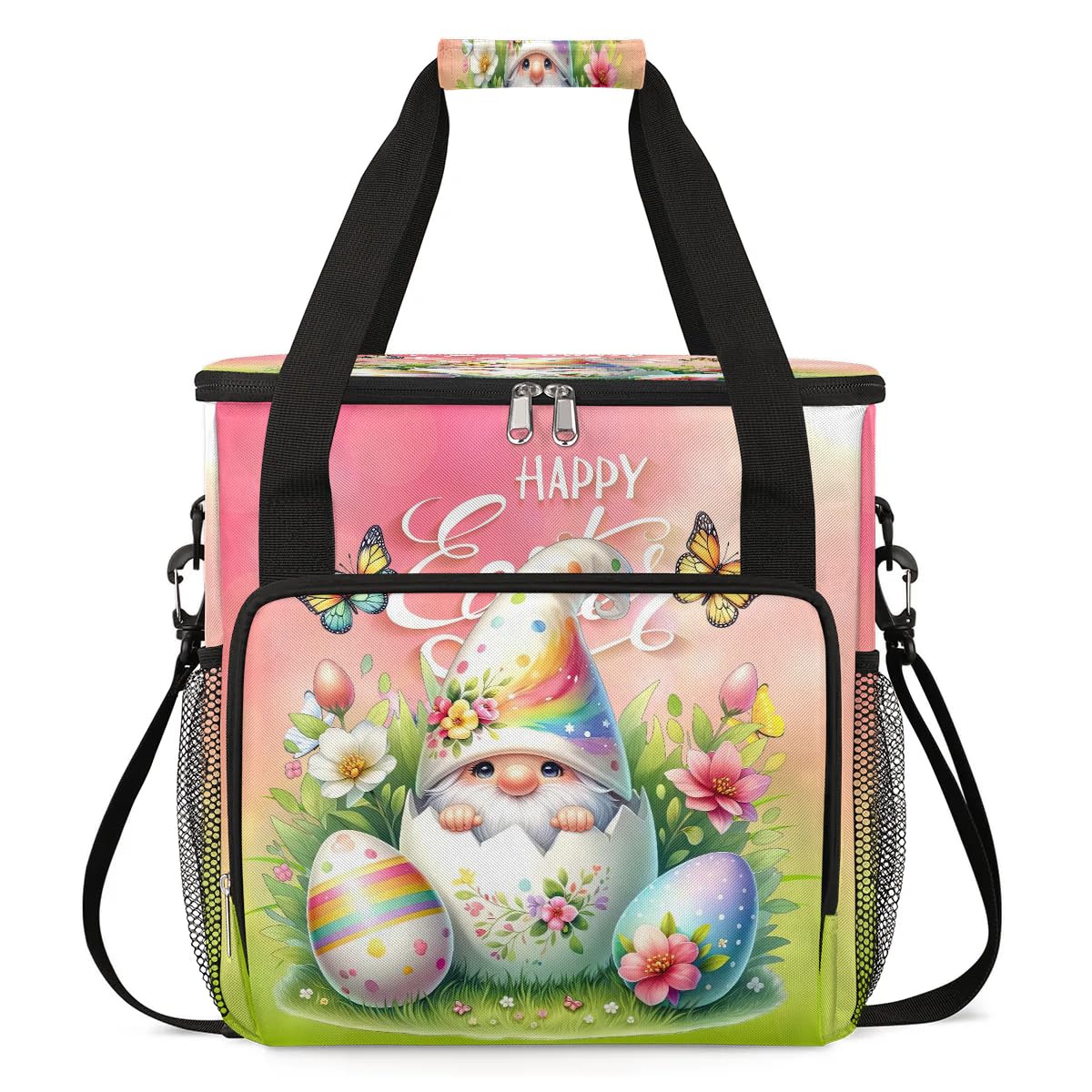 Coffee Maker Carring Bag Easter Gnome Holiday Travel Carrying Storage Tote Bag Compatible with Keurig K-Mini or K-Mini Plus Portable Single Serve Coffee Brewer Case with Pockets for K-cup Pods