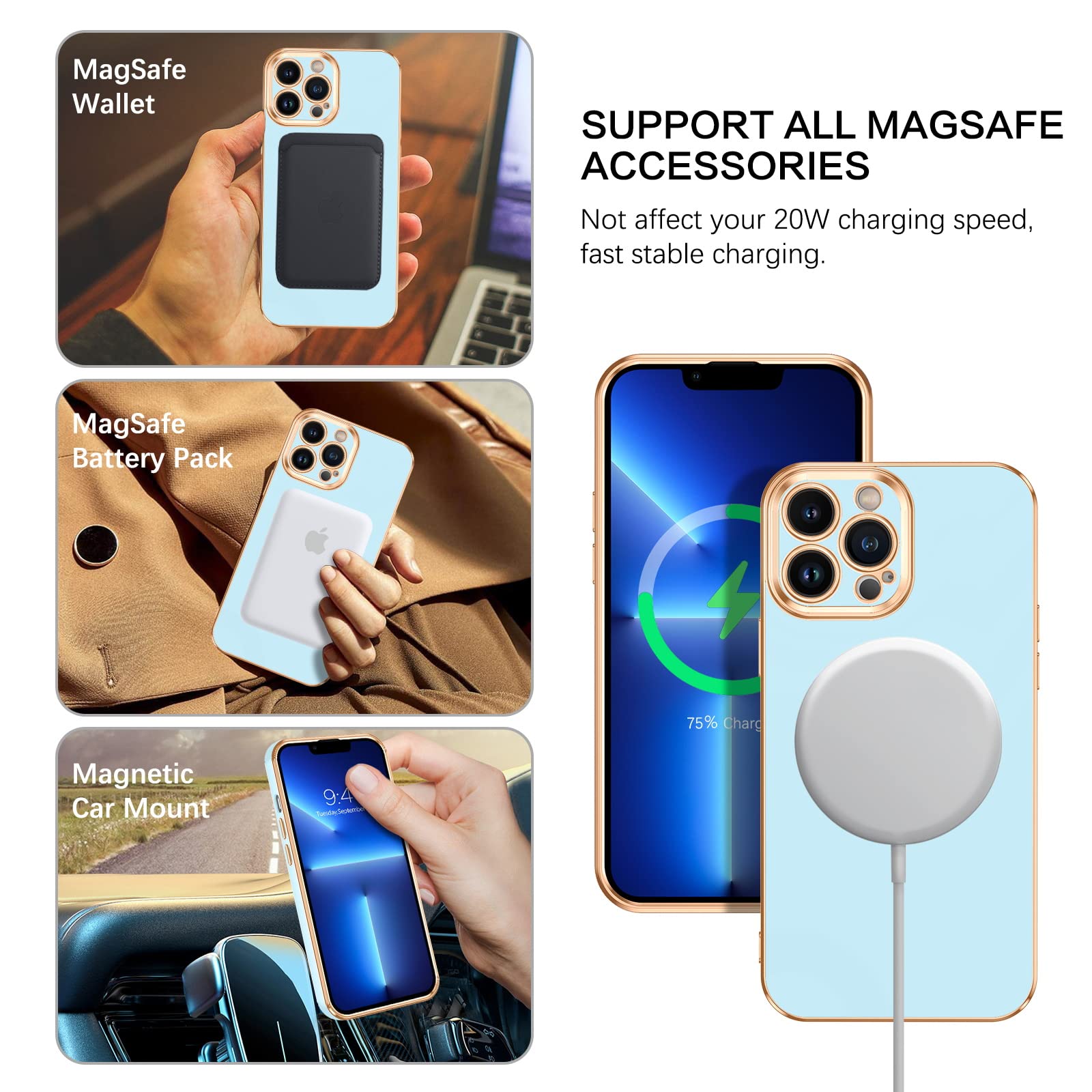 BENTOBEN Custodia Per IPhone 13 Pro Max Con MagSafe – Trasparente Opaca Con Motivo Mandala – Antiurto E Anti-impronta – Nero