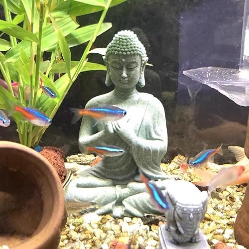 Miniatura 8 de livelyfish Estatua de Buda de acuario, decoraciones japonesas para pecera, Buda meditador de alta resistencia para acuario, estatuilla de buda zen