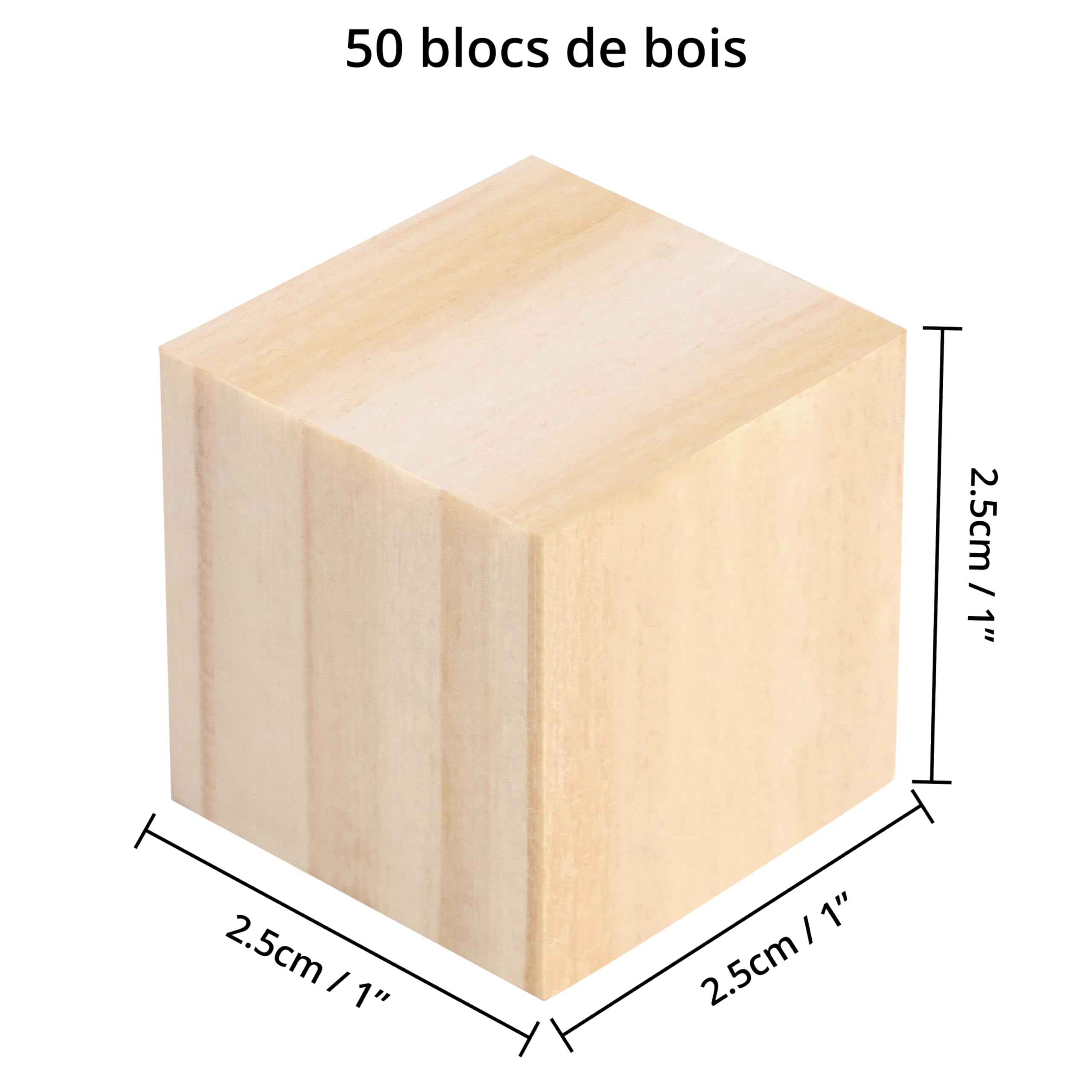 24 Cubes En Bois De Pin Naturel 5x5x5 Cm - Idéal Pour Bricolage, Décoration, Projets DIY Et Créatifs
