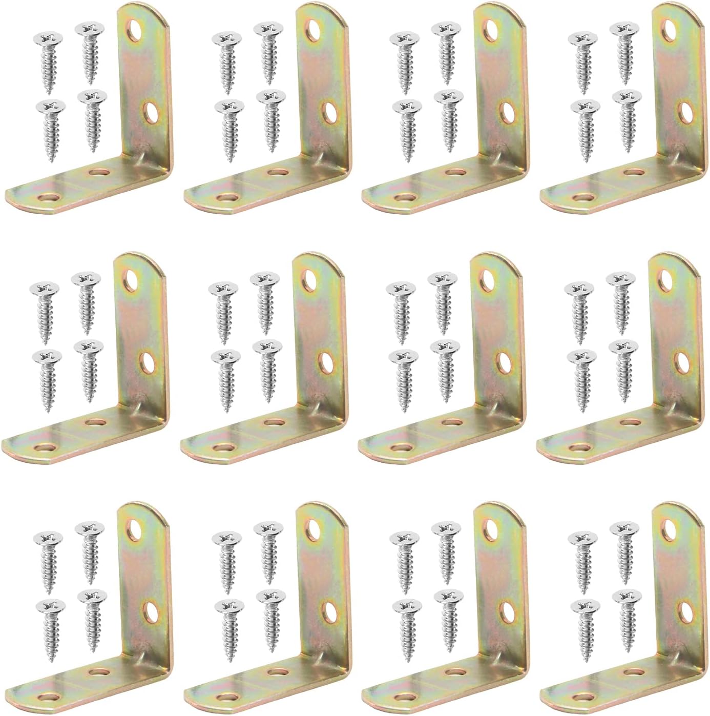 Corner Brace 20 PCS 0.71" x 0.71" L-Shaped Plating Angle Brace Color Zinc Iron Rracket Right Angle Joint Bracket Fastener Connection Angle Bracket