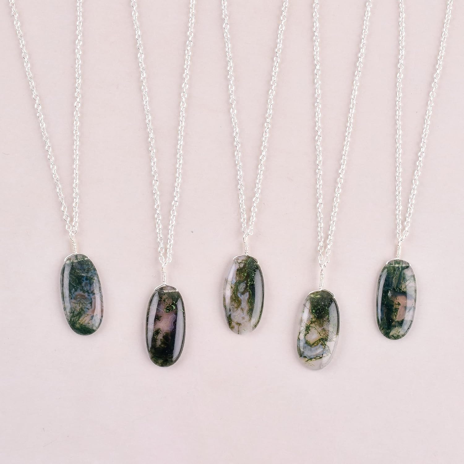 Natural Moss Agate Crystals Pendant Necklace, Hexagon Cabochon Gemstone, Energy Healing Crystals, Birthday, Gift for Her, Gemstone Jewelry 18 inch AAA+ Quality - Image 7