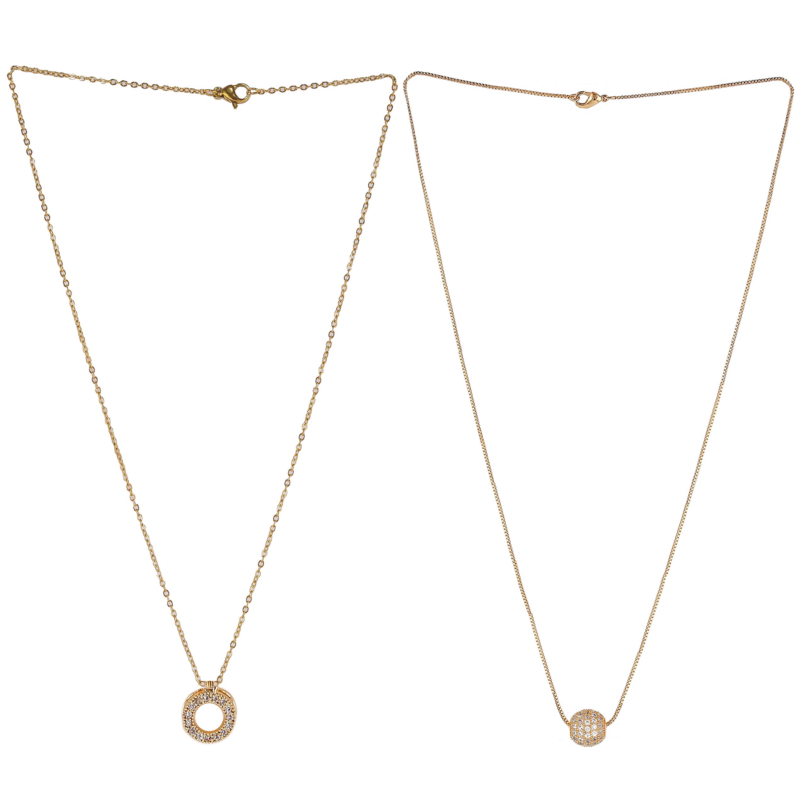 Brado Jewellery Gold Plated White American Diamond Round Shap Pendant With Satari chain Combo Of 2 Necklace Golden Chain Pendant for Women and Girls (B08R215NSD) Amazon Price History, Amazon Price Tracker
