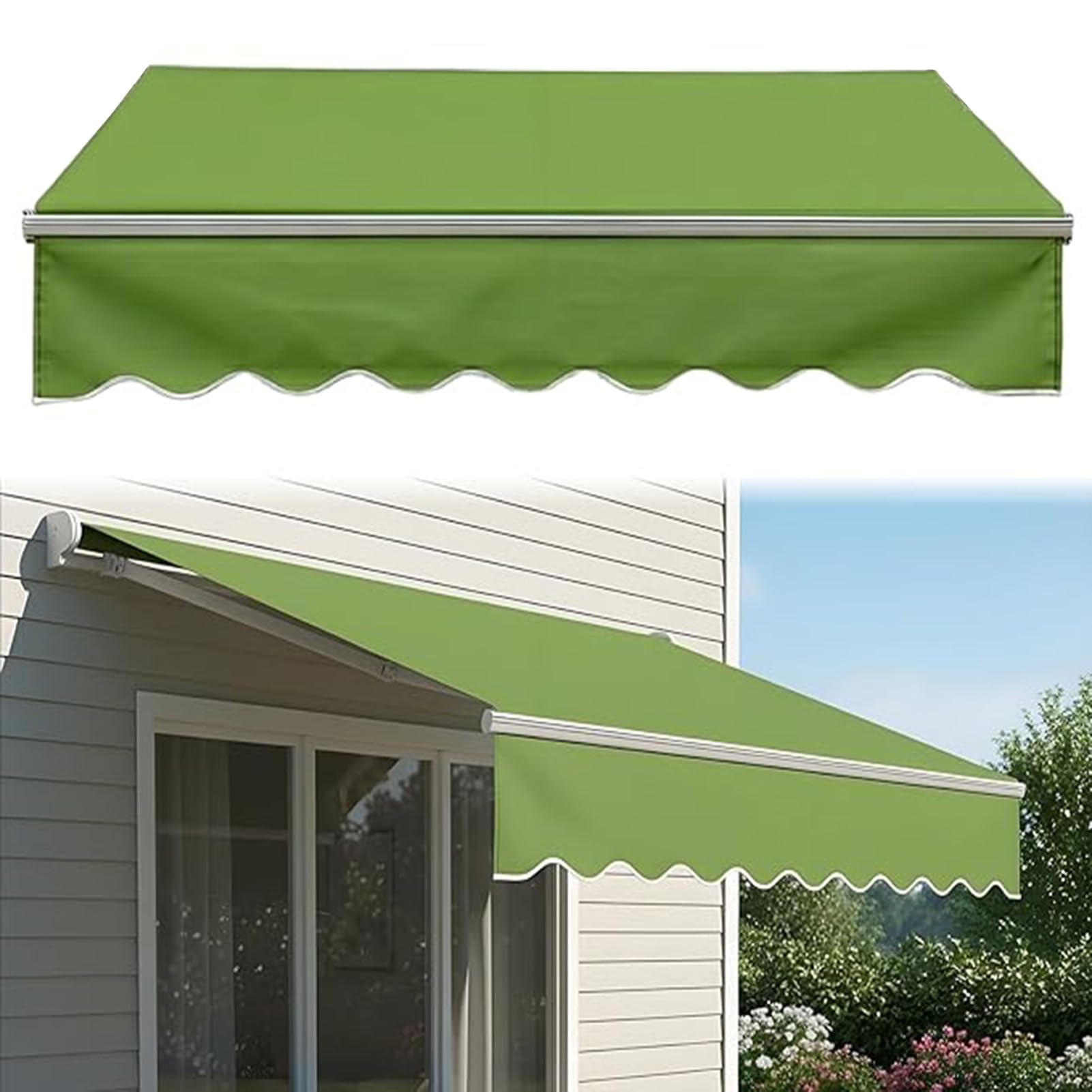 Tissu Store Banne Toile De Rechange pour Store De Terrasse | Couleur vert fruit Sans armature, Toile de store rétractable, Toile d'ombrage pour entrée Barbecue(8.2x6.5ft/2.5x2m)