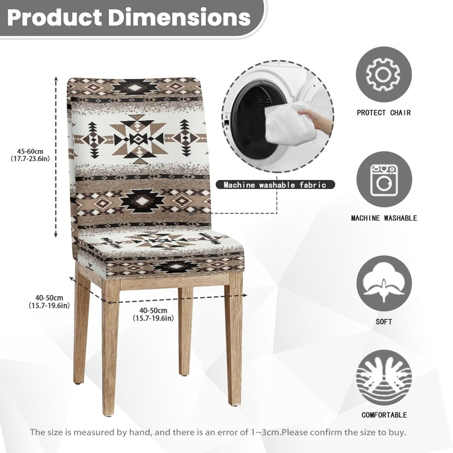 Wanyint Chair Covers for Dining Chairs, Removable Kitchen Parsons Chair Slipcovers Universal Fit Furniture Protector for Stain & Scratch Protection, Set of 6, Southwest Aztec Brown