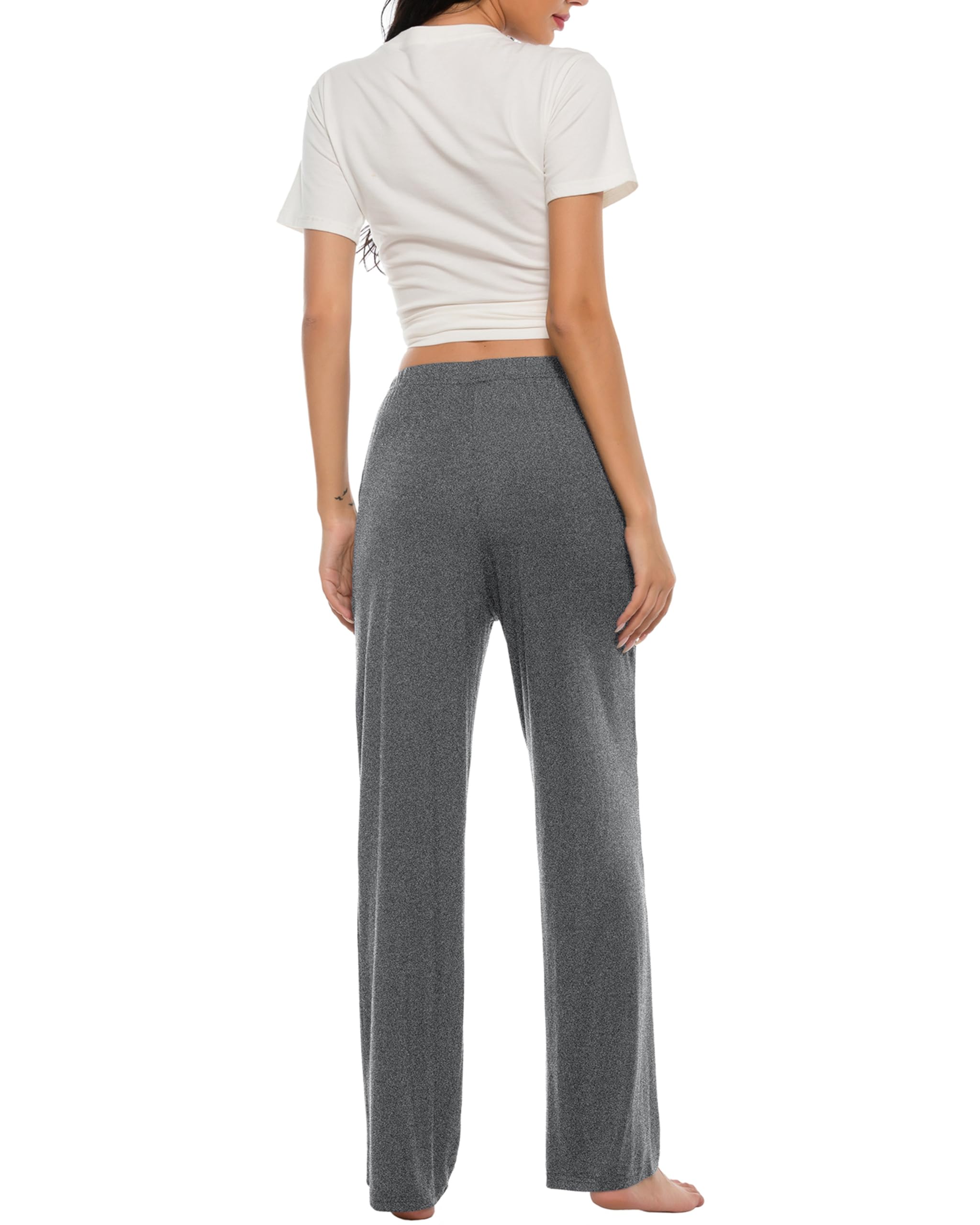 JINSHI Donna Pantaloni Pigiama Lunghi Morbide Modal Abbigliamento da Notte Casa con Tasche