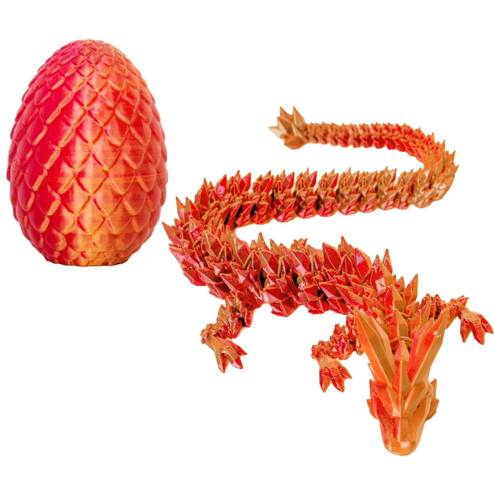 3D Printed Dragon in Egg,8.5CM Mini Dragon Egg,Flexible Joints Home Decor Executive Desk Toys,Home Office Decor Executive Desk Toys for Autism/ADHD (Red)