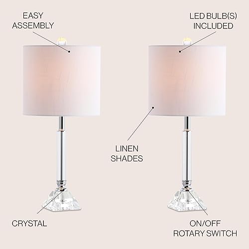 Miniatura 2 de JONATHAN Y JYL2078A-SET2 - Juego de 2 lámparas de mesa Dana de 19.5 pulgadas con columna de cristal/metal, lámpara de mesa LED glamorosa para mesita