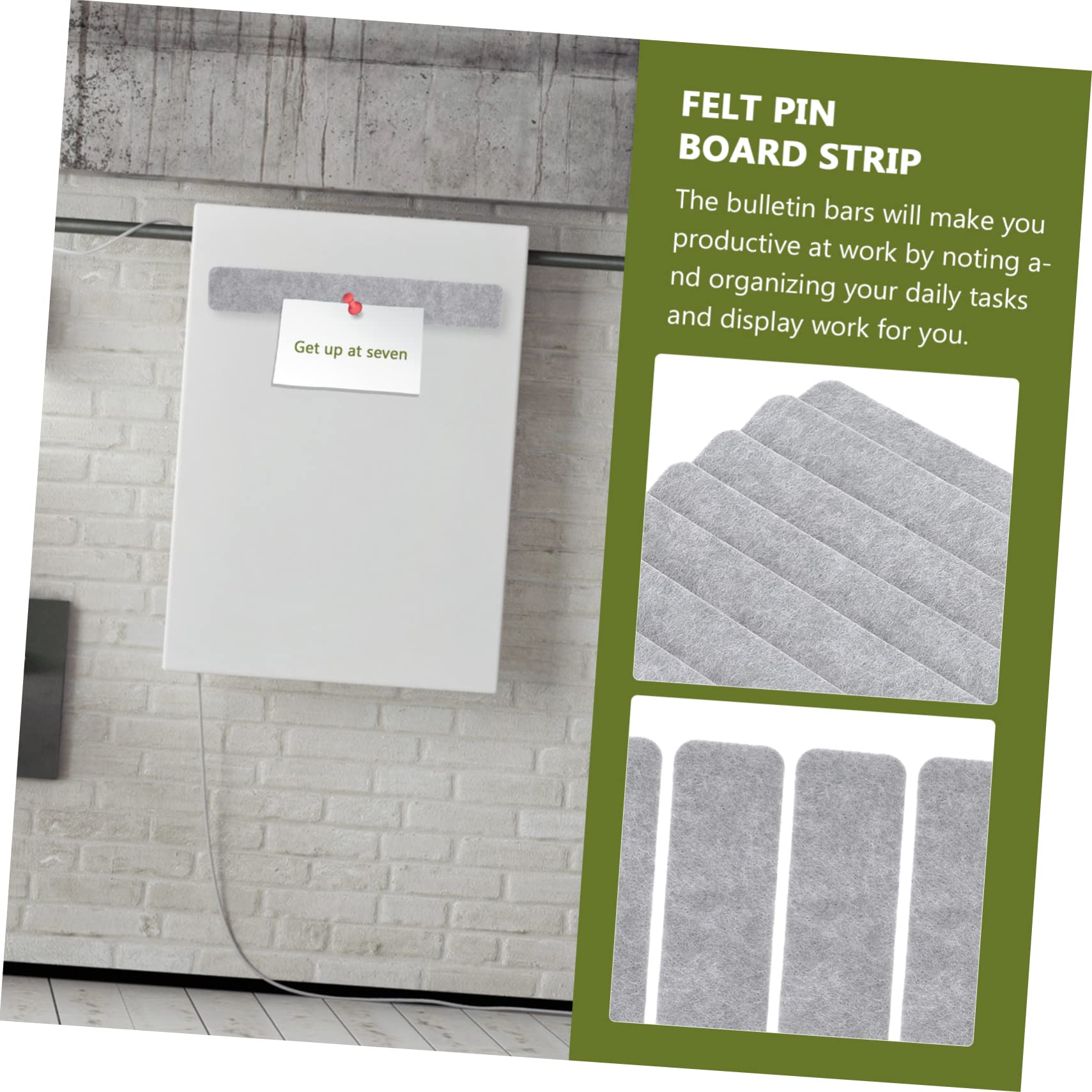 ARTIBETTER 8Pcs Self Adhesive Felt Bulletin Board Bar Strips for Memo and Photo Display Pin Board Strips for Home Office and Classroom