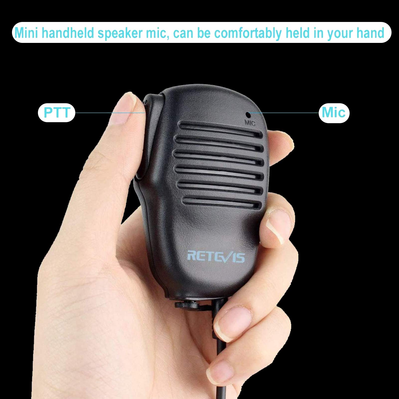 Retevis Mikrofon głośnikowy Walkie Talkie, 2-pinowy mikrofon przewodowy Kenwood, gniazdo 3,5 mm, kompatybilny RT24 RT622 RT668 Baofeng GT-5R UV-5R BF-888S Kenwood YAESU Thunderpole TX CB Radio (1 szt