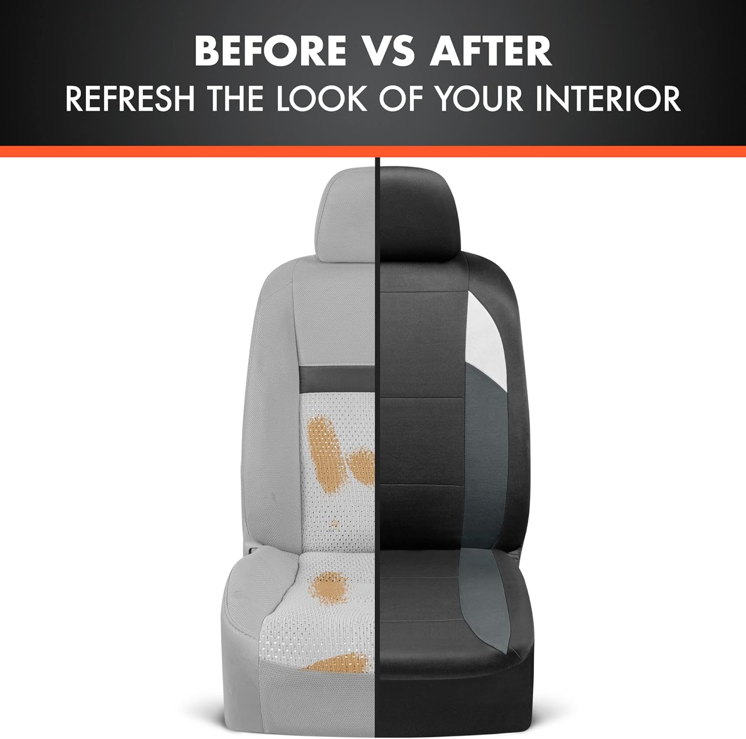 carXS Monaco Charcoal Gray Seat Covers for Cars Full Set, Tri-Tone Front Car Seat Covers with Split Rear Bench Back Seat Cover, Automotive Interior Covers for Trucks SUV Van Auto : Everything Else