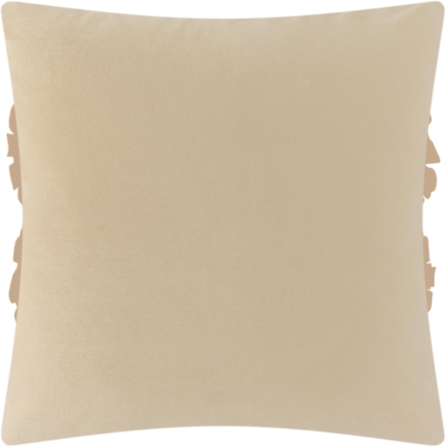 JWH Handmade 3D Flower Throw Pillow Covers Aesthetic Decorative Floral Accent Pillow Cases Stereo Velvet Pillowcase Cute Cushion for Car Bed Couch Bedroom Decor 18x18 Inch Camel White