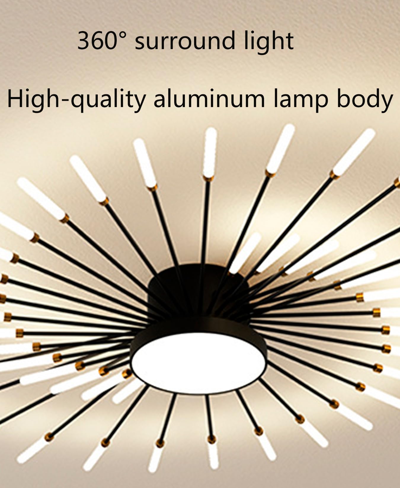Moderne LED Deckenleuchte Dimmbar Wohnzimmer Deckenlampe Mit Fernbedienung, Deckenleuchte für Deckenbeleuchtung Schlafzimmer, Wohnzimmer, Esszimmer, Restaurant (Schwarz, L128CM)