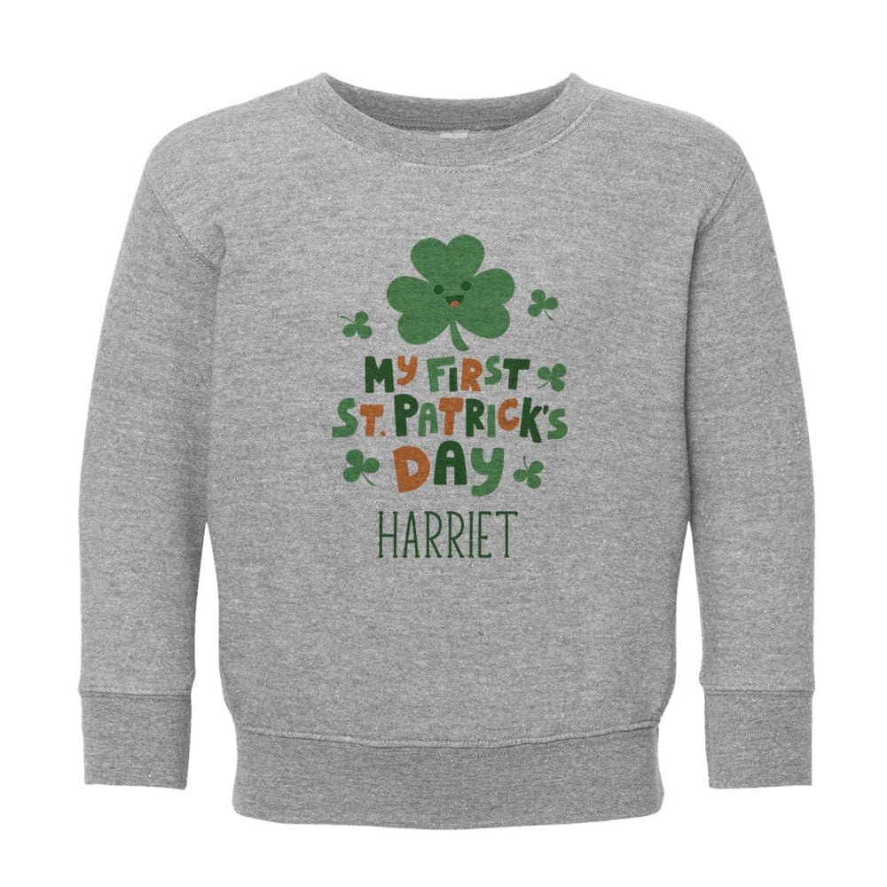 My First St. Patrick's Day Harriet Kids Sweatshirt Toddler 2T Heather Grey